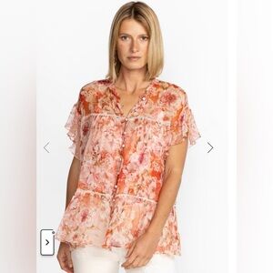 Johnny Was Floral Blouse w/Camisole- Pink and Red